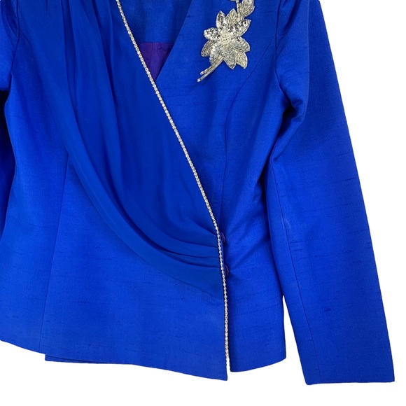 Vintage 100% Silk Double Breasted Formal Blazer Jacket by Richard Warren Petites - Picture 4 of 16